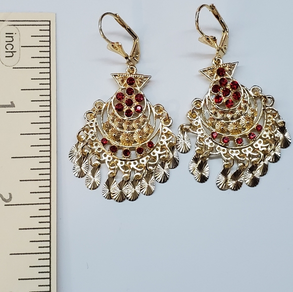 Earring Gold Plate Chandelier 14k - Picture 2 of 3